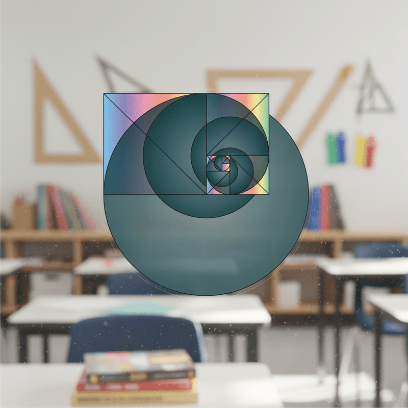Golden Ratio Fibonacci math sticker on classroom window