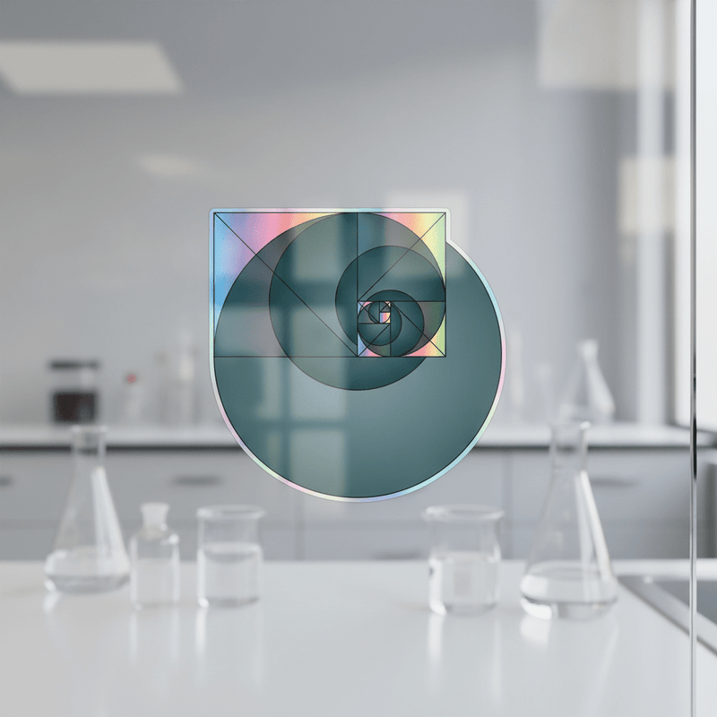 Golden Ratio Fibonacci sticker on laboratory glass