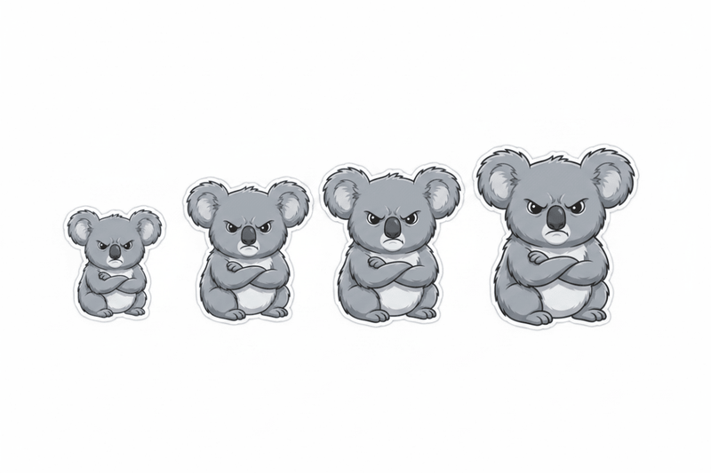 Grumpy Koala Size Comparison