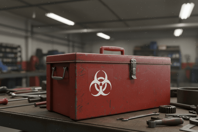 Hazard Bomb on Toolbox