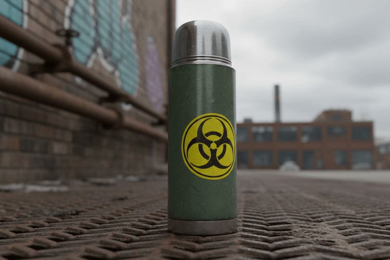 Hazard Symbol on Water Bottle