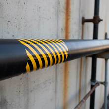 Load image into Gallery viewer, Hazardous marker on black steel pipe
