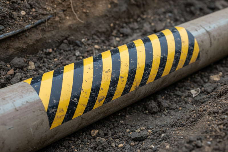 Hazardous marker on underground pipe