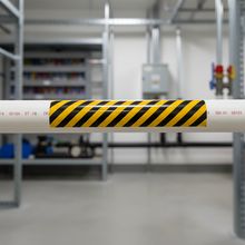 Load image into Gallery viewer, Hazardous marker on white PVC pipe
