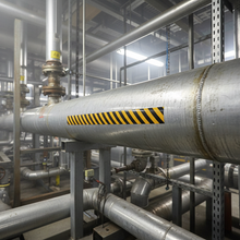 Load image into Gallery viewer, Hazardous pipe marker on steel pipe
