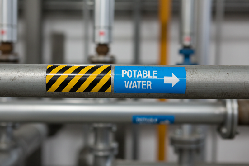 Hazardous pipe marker with content marker
