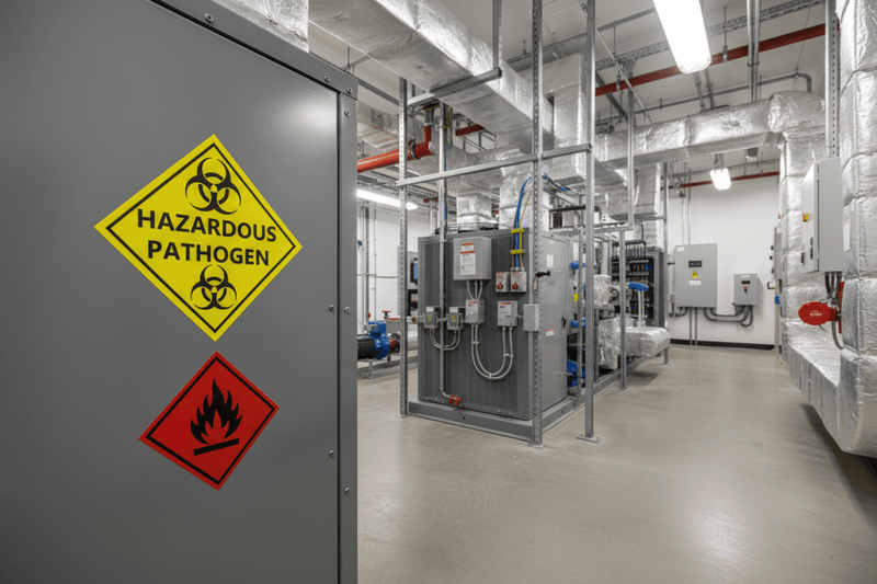 HAZMAT sticker on commercial HVAC unit