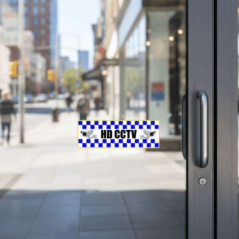 HD CCTV sticker on commercial storefront