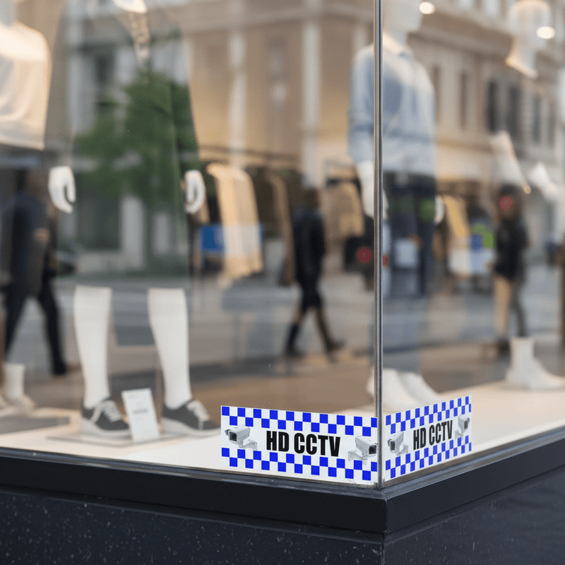 HD CCTV sticker on retail shop window