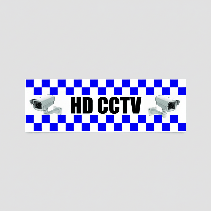 HD CCTV sticker on studio background