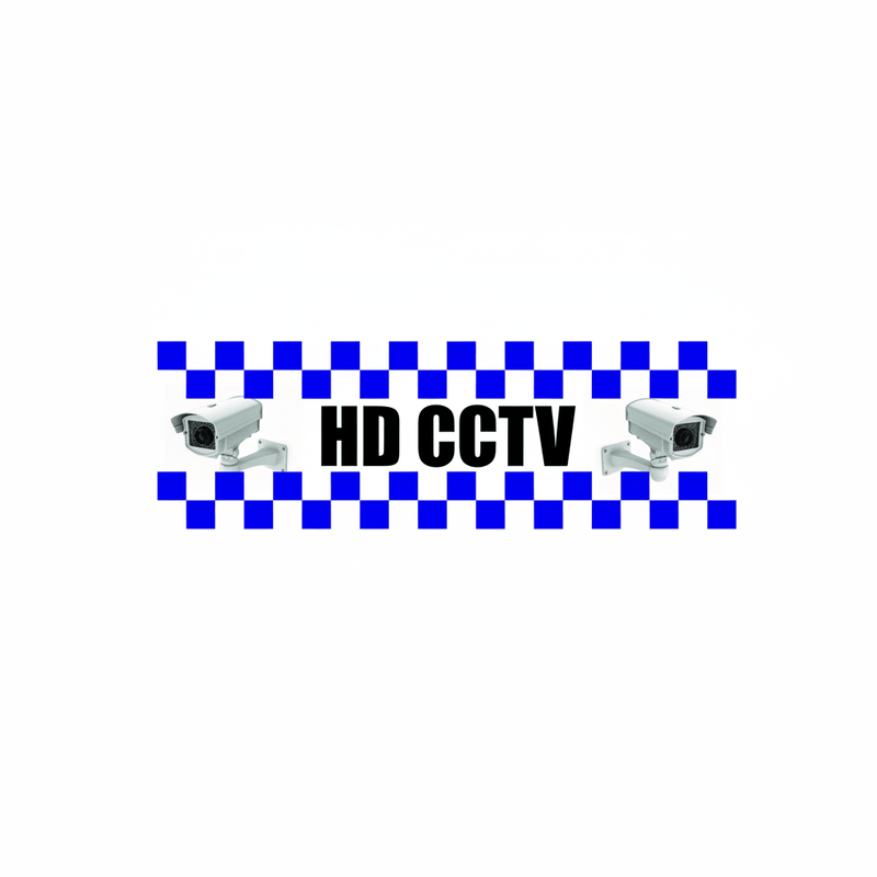 HD CCTV sticker on white background