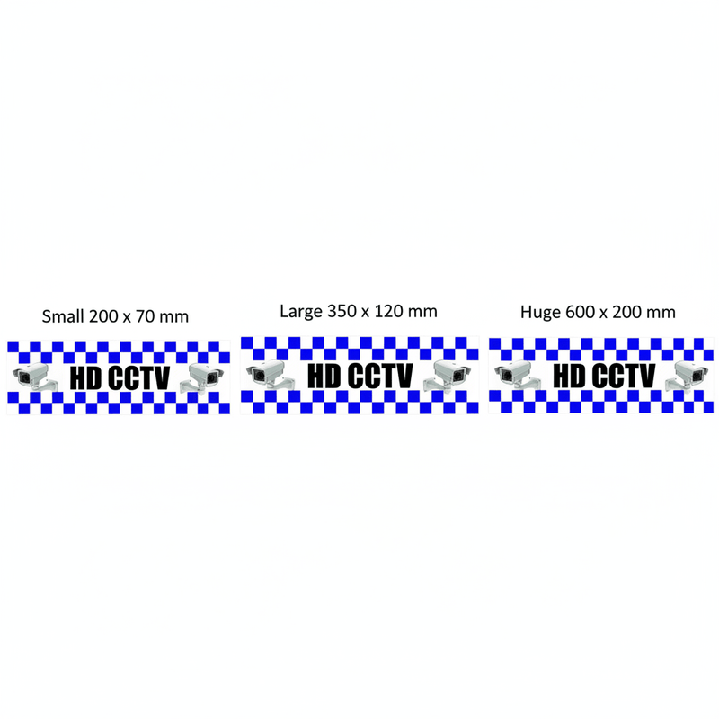 HD CCTV sticker size comparison