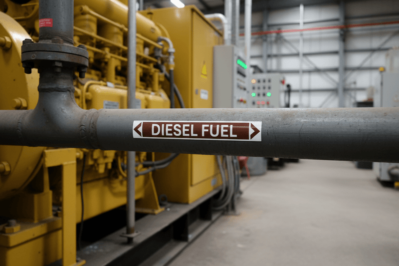 Industrial Generator Fuel Line with Arrow