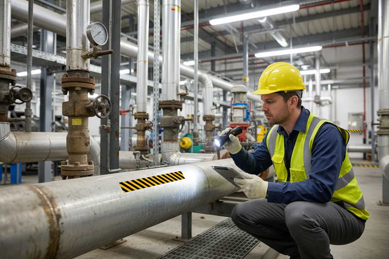 Inspector with hazardous pipe marker
