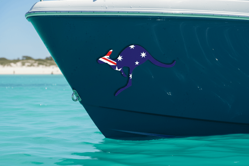 Kangaroo sticker on boat hull