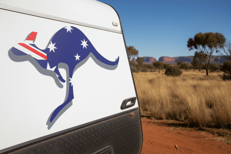 Kangaroo sticker on trailer or caravan