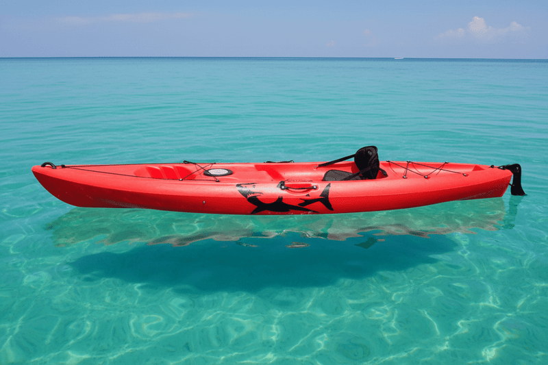 Kayak on calm ocean shark sticker