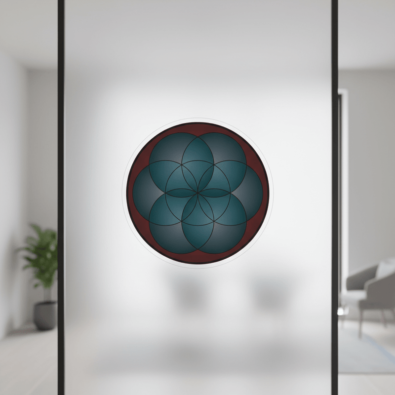 Life Mandala clear sticker on frosted glass