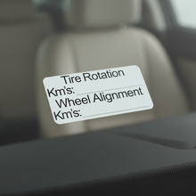 Load image into Gallery viewer, Macro close-up Tire Rotation &amp; Wheel Alignment Stickers
