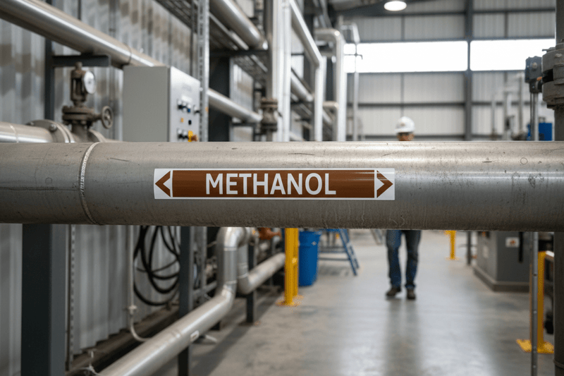 Manufacturing Facility Piping with Arrow