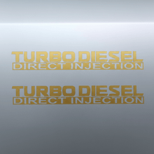 Load image into Gallery viewer, Matte gold Turbo Diesel Direct Injection stickers doubled
