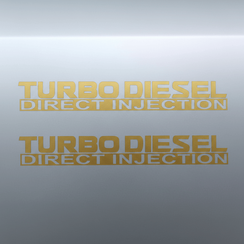 Matte gold Turbo Diesel Direct Injection stickers doubled