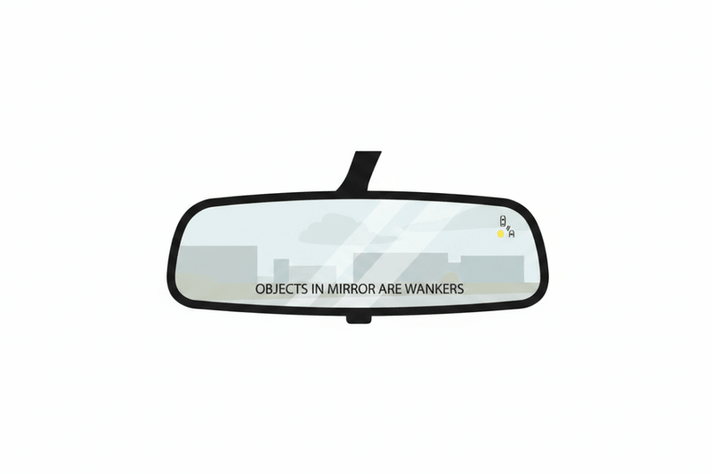 Mirror hanging from windscreen