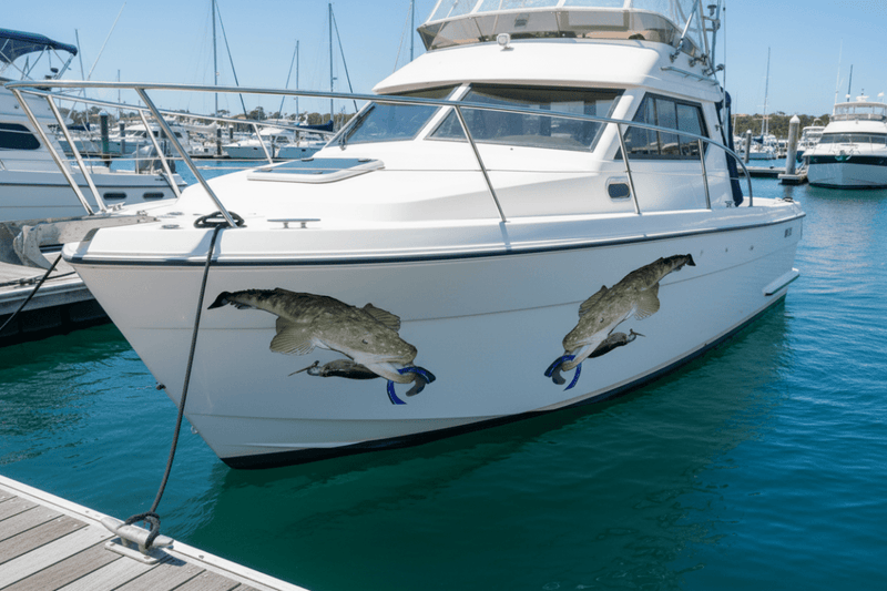Mirrored Pair of flatty stickers Boat flathead decals