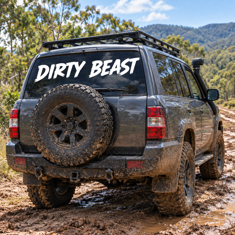Name on car Sticker, Dirty Beast 4x4 concept