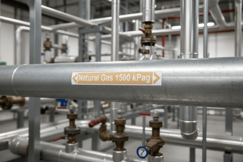 Natural Gas 500 kPag on steel pipe