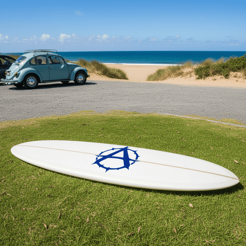 Navy on surfboard Gothic Thorn Anarchy Symbol Vinyl Sticker