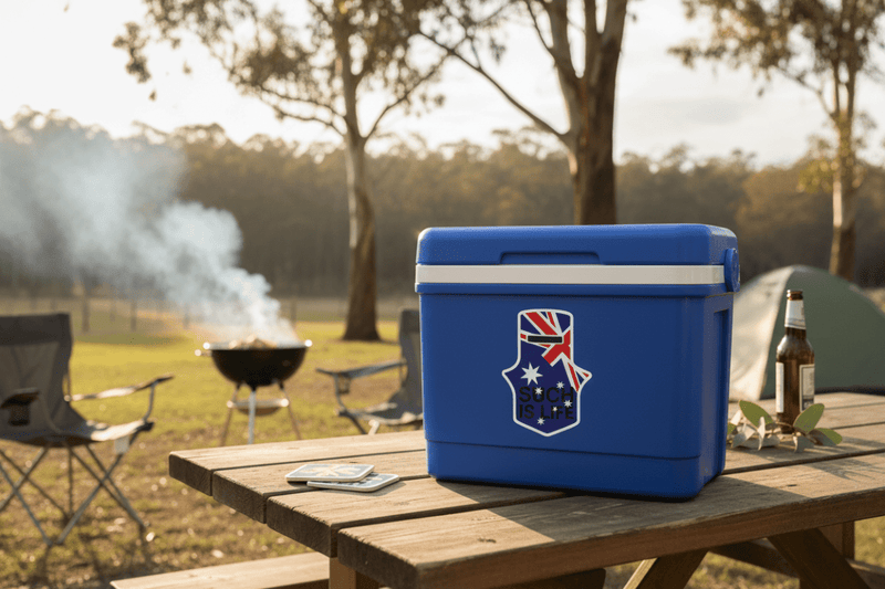 Ned Kelly sticker on esky cooler