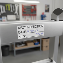 Load image into Gallery viewer, Next inspection sticker on aluminium ladder
