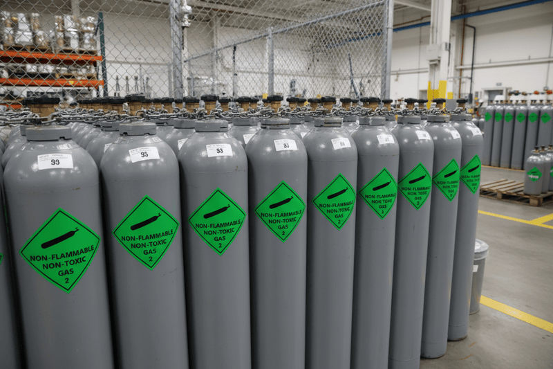 non-flammable non-toxic gas 2 decal Multiple cylinders in storage