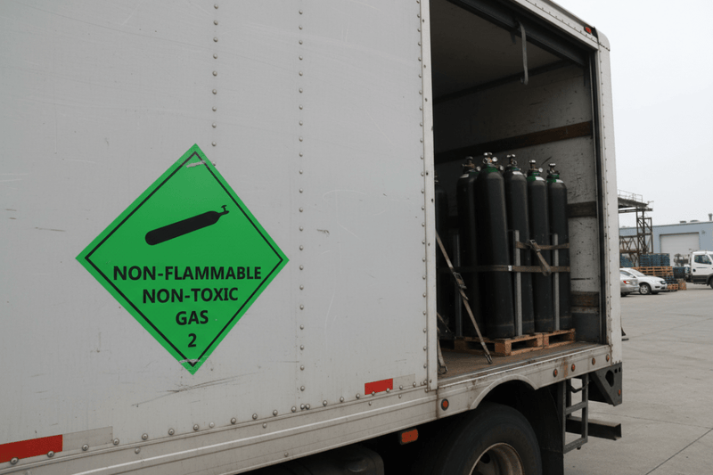 non-flammable non-toxic gas 2 decal On transport vehicle