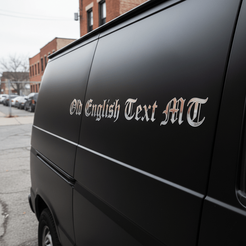 Old English on custom van