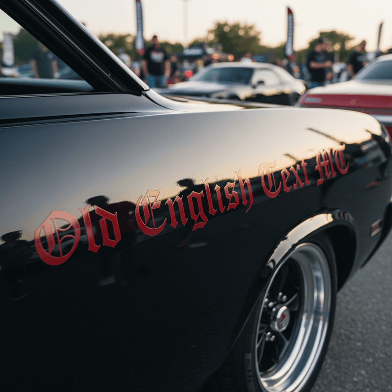 Old English on muscle car