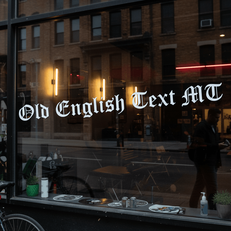 Old English on tattoo shop