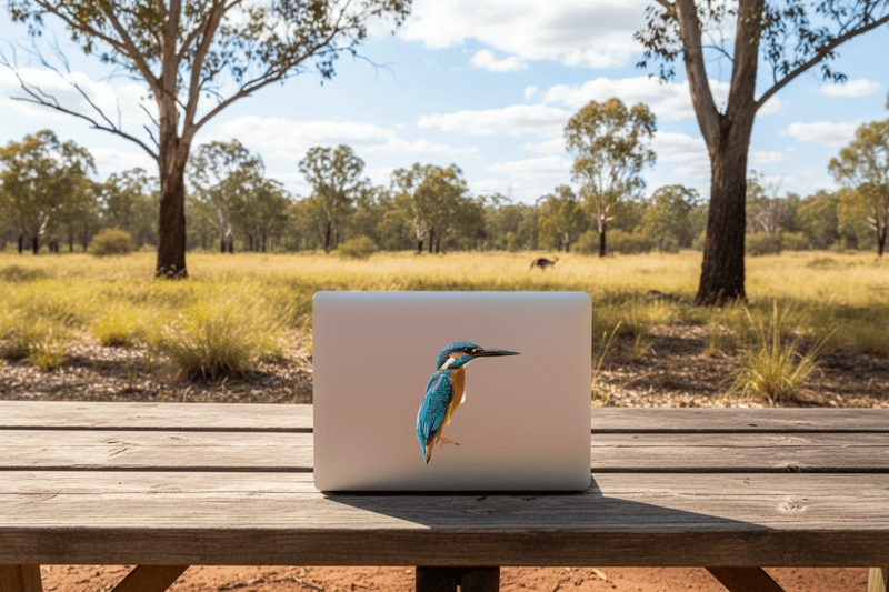 On Laptop - Outdoor Setting