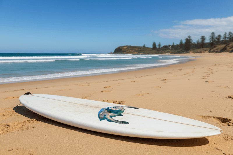 On Surfboard - Beach