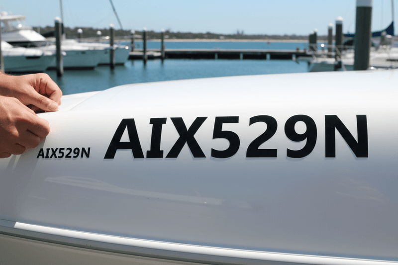 Person holding three sizes against boat hull