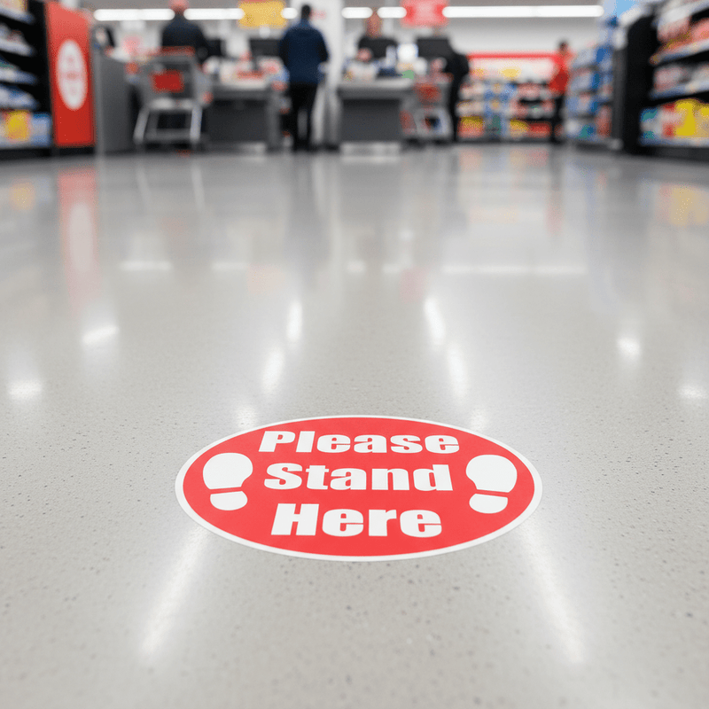 Please Stand Here Floor Sticker – Angled Retail