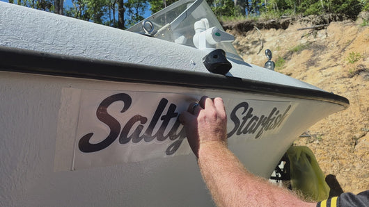 How to apply custom name boat stickers