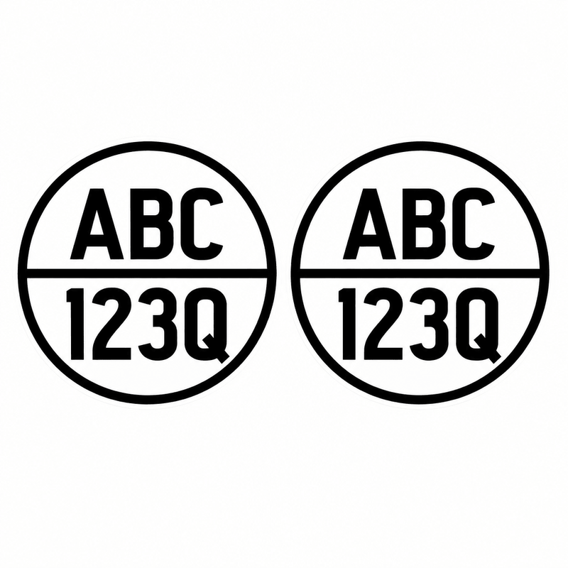 Primary round boat registration sticker pair