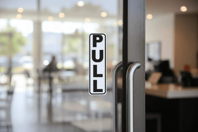 PULL Sign 35x120mm Vertical on Glass Door