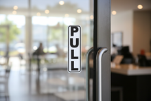 Load image into Gallery viewer, PULL Sign 35x120mm Vertical on Glass Door
