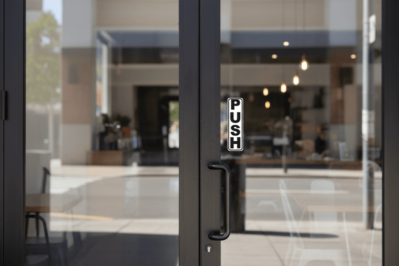 PUSH Sign 35x120mm Vertical on Glass Door
