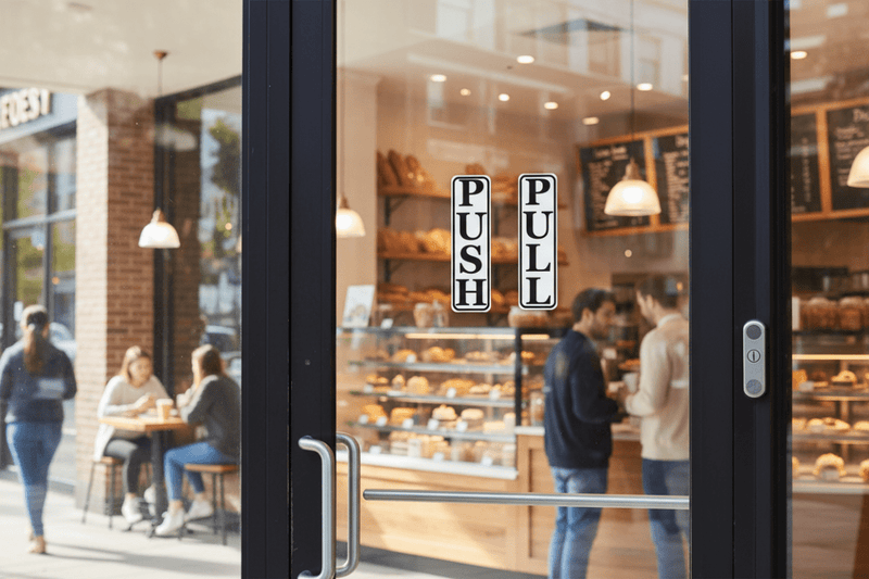 PUSH Sign on Bakery