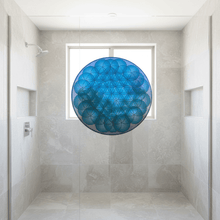 Load image into Gallery viewer, Pyramid optical illusion sticker on shower screen
