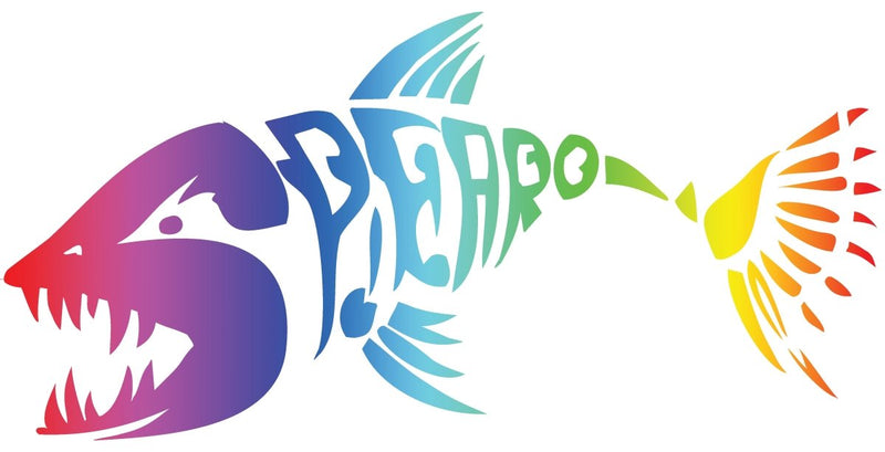 Spearfishing Skeleton Fish Design decal Rainbow